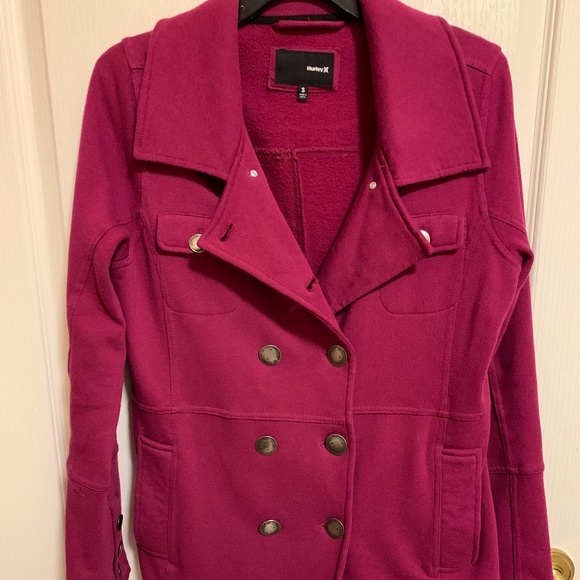 Hurley Jackets & Blazers - Hurley Fucsia Pea Coat-Sweatshirt Material